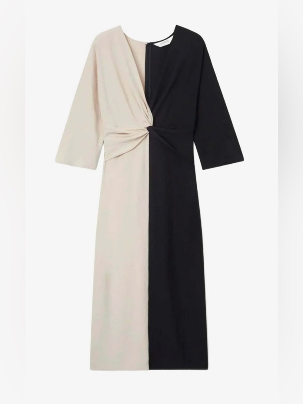 Companía Fantastica color block twist dress black and ivory
